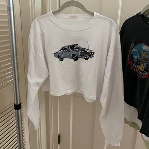 Motor Show Graphic Long Sleeve Cropped T-shirt Woman's S